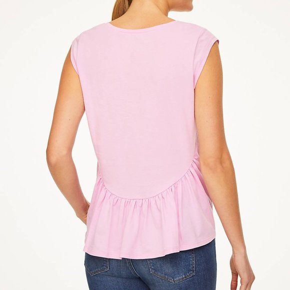 LOFT Tops - LOFT BLOUSE  SLEEVE PEPLUM TEE pink Sz M